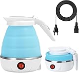 Camping Tragbarer Wasserkocher, Elektrischer Faltbar Wasserkocher, 600ml Elektrischer Silikon Wasserkocher, Automatische Abschaltung, 220V Mini Reisewasserkocher, für Outdoor Wanderungen Camping