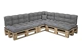 POKAR Palettenkissen Palletenauflagen Palettenpolster Palettensofa Palettenmöbel 8er Set: Sitzkissen 120x80 + Rückenlehne 120x40, Grau