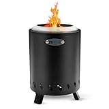 Heat Rokfri Rauchfreier Feuerkorb - Rauchfreie Feuerschale - Tisch Feuerstelle - Fire Pit Outdoor - 22x22x25cm - Schwarz
