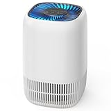 AROEVE Luftreiniger mit H13 HEPA 3-Stufen-Filter, Luftreiniger für Schlafzimmer, 5W Energieverbrauch, Leise 22dB mit Aroma, reduziert Pollen, Rauch, Tierfell, Weiß