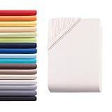 Hometex Premium Textiles Boxspringbett Spannbettlaken Spannbetttuch bis 36 cm Steghöhe | Bettlaken Jersey aus 100% Baumwolle für Wasserbetten | Oeko-TEX® Made IN Green | 180-200x200-220 cm Natur