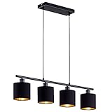 Reality Leuchten Tommy R30334079 Pendelleuchte, Metall Schwarz Matt, Stoffschirm, Schwarz