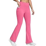 Generisch Thermo Flared Leggings Damen Winter Yogahose Gefüttert Leggins Bootcut Jogginghose Warme Schlaghose High Waist Fleece Sportleggins Blickdicht Thermohose mit Taschen Yoga Hosen Jazzpants