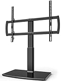 TV Standfuß Universal Höhenverstellbar Ständer für 32-70 Zoll TV Halterung Fernsehständer LCD Flachbildfernseher Ständer Glas Aufsatz VESA 600x400mm Tischständer/Schwarz
