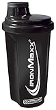 IronMaxx Eiweiß Shaker - Schwarz 700ml | Proteinshaker mit Drehverschluss, Sieb & Mess-Skala | auslaufsicher, spülmaschinengeeignet & frei vom Weichmacher BPA & DEHP