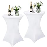 LeapBeast 2pcs Stehtisch Hussen,Stehtischhusse Ø80-85cm,Stehtischhussen für Bistrotisch,Stehtischhussen Stretchhusse,Verstärkung im Fußbereich,Stretch-Husse,Hussen Stehtische (Weiß, 2pcs-80x110cm)