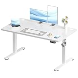 Devoko Höhenverstellbarer Schreibtisch, Elektrischer Schreibtisch Höhenverstellbar Tisch, Steh-Sitz Bürotisch, Computertisch mit Memory-Funktion, Stehpult, Standing Desk, Bürotisch,120 x 60 cm,Weiß