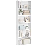 VASAGLE Bücherregal, 6-stöckiges Regal, offenes Aufbewahrungsregal, Standregal, 24 x 60 x 178,5 cm, für Wohnzimmer, Homeoffice, Esszimmer, wolkenweiß LBC169T14