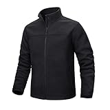 Herren-Fleece-Jacke, Reißverschluss, Stehjacke, Arbeitsjacke, Mäntel, Reißverschlusstaschen, Wanderjacke, Outdoor-Windbreaker, Schwarz, XL