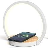 VOSFEEL Nachttischlampe Tischlampe Touch Dimmbar 18W Wireless Charger Nachtlicht mit 3 Stufige Helligkeit für Schlafzimmer Wohnzimmer Büro