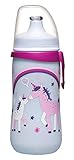 nip Trinkbecher Kids Cup mit Push-Pull, 18 Monate, 330 ml, Einhorn, Rosa