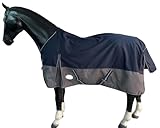 eQuitack Your Passion Is Our Mission Regendecke Winterdecke Turnout 100% Wasserdicht 600D mit Fleece Lining Multi Farbe Navy/Grau - 145cm