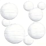 6pcs Weiße Papierlaternen, dekorative chinesische hängende runde Papierlaternenlampe für Geburtstag, Hochzeit, Weihnachten, Brautparty-Dekorationen (6pcs 16inch 40cm)