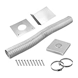 MonoSora Pelletofen Frischlufteinlass-Kit 5,1 cm Aluminiumrohr mit für Edelstahl-Wandplatte und Regenhaube, Außenkaltluft-Installation