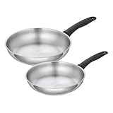 KUHN RIKON CLASSIC Bratpfannen Set unbeschichtet Ø 24 + 28 cm, für Induktion geeignet, Pfanne aus Edelstahl, für scharfes Braten