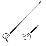 BARAYSTUS Handgrubber, Robuster 145 cm Langer Handgrubber Aus Kohlenstoffstahl, Verstellbare Länge, Gartengeräte, 3-Zinken-Grubber Für Den Garten, Lockerung des Bodens, Gartenhacke Cultivator