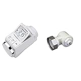 Honeywell Home HR30 Programmierbarer Heizkörperregler Rondostat Comfort+, Weiß & Oventrop 1011450 Winkeladapter für Ventil-HK, weiß