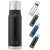 trnk Outdoor Thermosflasche arktis 2 - Edelstahl Thermoskanne 1200ml (1,2l) - BPA-frei - Thermos hält 32 Stunden heiß - Deckel mit 2 Trinkbecher - Spülmaschinenfest (nachtschwarz matt)