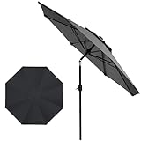 3M Sonnenschirm,Strandschirm,Sonnenschutz UPF 50+,Beidseitig 30° Neigbar,Höhenverstellbar,Marktschirm,Gartenschirm mit Kurbel,Balkonschirm,Terrassenschirm für Garten,Balkon,Ohne Ständer,Anthrazit