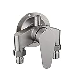 Shuiltad SUS 304 Edelstahl Freiliegende Duscharmatur mit Steuerventil Schalter Wasserhahn für kaltes und heißes Wasser, Wandmontage Badezimmer Dusche Mischbatterie