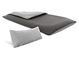Bodyguard bett1 Flanell Bettwäsche (135x200 cm | 1 x 40x80 cm, zweifarbig, wendbar, Silber & Anthrazit, kuschelig weich, Winterbettwäsche, waschbar bis 60° C, atmungsaktiv, 100% Baumwolle)