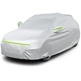 Favoto Autoabdeckung Vollgarage Auto Abdeckplane Staubdicht Wasserdicht Autohülle Autoplane Winter & Sommer für 430cm-465cm SUV Silber 3kg