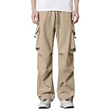 Jogginghose Herren Lang Chino-Hose für Herren Solide Trainingshose Y2K Streetwear Freizeithosen Loose Fit Jogginghose Oversized Outdoor Pants mit Tunnelzug und Taschen Winter Sweathose Freizeithose