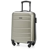 WITTCHEN Globe Line Reisekoffer Handgepäck Kabinengepäck Trolley Hartschale aus ABS mit 4 Rollen Zahlenschloss Teleskopgriff | Größe S | Champagner