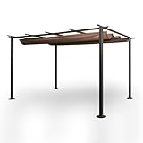 Briconess.com Pavillon, Pergola, 3 x 3 m, für den Garten, mit robustem Stahlrahmen und Schiebetür aus Polyester, wasserdicht, Veranda