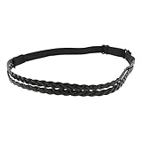 Schwarzes PU Damen Haarband - Original Geflochtenes Hairband - Dünnes elastisches Stirnband einstellbare Größe - Hochzeit oder Party Headband - Retro und Vintage Look Boho Boheme Hippie Chic