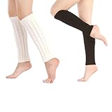 2 Paar Damen Frauen Winter Crochet Stulpen Damen, Stulpen, Leg Warmers, Stulpen für Damen,Beinwärmer,Legwarmers,Leg Warmers Y2k,Stulpen Schwarz,Stulpen Weiß für Ballett Fitness Yoga Frauen und Mädchen