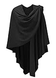 PULI Damen Sweatshirt Strickschal vorne kreuzen Poncho Decke Cape Cardigan Wickelschal , 1-schwarz, Gr. Einheitsgröße