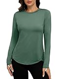 PINSPARK Uv-Schutz Shirt Damen Schnelltrocknend Sportshirt Frühling Outdoor Sonnenschutz Shirt Slim Fit Surfen Wandern Funktionsshirt Leicht Pilates Yoga Activewear-T-Shirts Dunkelgrün m