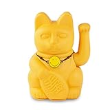 DONKEY Smiley® Lucky Charm Cat | Yellow - Gelbe Winkekatze inkl. Armband mit Smiley Motiv, 15 cm, in Geschenkverpackung