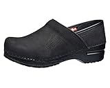 Sanita | Professional geschlossener Clog, geöltes Leder | Original handgemacht für Damen | Anatomisch geformtes Fußbett mit weichem Schaum | Schwarz | 39 EU