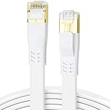 CAT 8 Kabel 0,5m Hochgeschwindigkeit 40Gbps 2000MHz SSTP CAT8 Flaches Patchkabel, Gigabit Internet LAN Netzwerkkabel mit Vergoldetem RJ45 Stecker für Gaming, Modem, Router, Xbox, PC (0,5 Meter/Weiß)