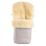 Merauno® Baby Lammfellfußsack Kinderwagen Fellsack kuscheliger Buggy Kinderwagen-Fußsack aus Fell Wind und Wasserdicht Universal 90×50cm (Beige)
