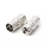 HiAoey SAT Antenne Adapter 2 Stück F-Stecker auf Koax-Stecker und F-Stecker auf Koax-Kupplung für Antennenkabel, Satellitenkabel, Koaxialkabel