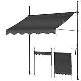 KESSER® Sonnenschutz Markise manuell ausziehbar 300cm | Sonnensegel UV Schutz Sonnenschutz | Klemmmarkise für Outdoor, Terrasse, Balkon, Garten höhenverstellbar ohne Bohren, Anthrazit