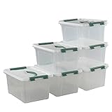 Vareone 7,5 Liter Stapelboxen Aufbewahrungsbox plastikkisten aus Kunststoff mit Deckel, Transparent, 6 Stück