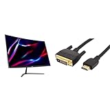 Acer Nitro ED320QRS Gaming Monitor 31,5 Zoll (80 cm Bildschirm) Full HD & Amazon Basics HDMI A -zu-DVI-Adapterkabel, 1.8 m, Nicht für den Anschluss an SCART- oder VGA-Anschlüsse, Schwarz