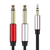3,5 Mm Klinke Auf Zwei 6,35 Mm Klinken Adapterkabel | 3.5mm auf zwei 6.35mm Audiokabel | Kabelmantel Reduziert Signalstörungen 1,5m Länge für Keyboarder Studiomusiker