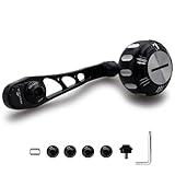 HEIGHTEN 65 mm/75 mm Angelrollengriff für Shimano Daiwa Abu Garci Penn Kastking Lew's Baitcast-Rolle Power Kurbelzubehör (Schwarz & Silber, 65 mm/75 mm Griff, 35 mm Knauf) (0988)