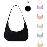 Umhängetasche Damen Handtasche, handtasche vintage, 90s Women's Shoulder Bag, Tasche Kleine Segeltuchtasche y2k Fashion Handtaschen für Frauen Schwarz