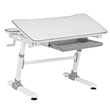 HOKO® Ergo-Study-Table COMPAKT. Manuell höhenverstellbar Kinderschreibtisch mit Verstellbarer Tischplatte, Weiß. Ergonomisches Sitzen für Kinder