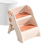 Tritthocker für Kleinkinder – klappbare 2-Stufen-Töpfchentrainingsleiter, Sicherheitshocker mit zwei Griffen, tragbare rutschfeste Plattform | Langlebiges, langlebiges Material für Kinder, Badezimmer,