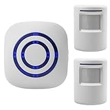 Durchgangsmelder Set, Bewegungsmelder Set mit 1 Elektronischem Plug-in-Empfänger 2 PIR-Bewegungssensor-Detektor, Funkalarmanlage für Laden, Wohnmobil, Zuhause, Garage