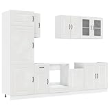 Organizer Aktenschrank Küchenunterschrank Barschrank - 8-TLG. Küchenschrank-Set Kalmar Hochglanz-Weiß Holzwerkstoff für Küche Badezimmer Esszimmer Wohnzimmer