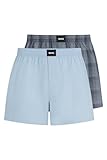 BOSS Herren Boxer, 2er Pack, Sortiert Uni und karo, Dark Blue, L