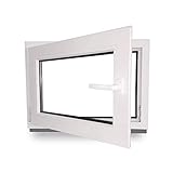 Kellerfenster - Kunststoff - Fenster - weiß - BxH: 60 x 40 cm - 600 x 400 mm - DIN Links - 3 fach Verglasung - 60 mm Profil